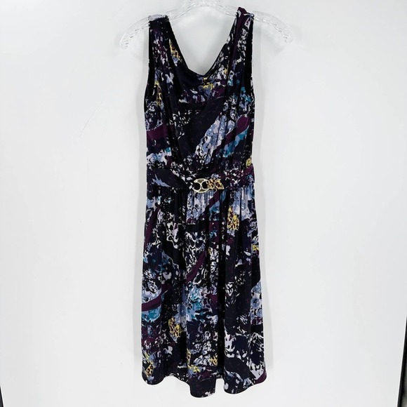 Adrienne Vittadini Black Floral Sleeveless Fit & Flare Midi Dress Women's Small - Picture 1 of 12